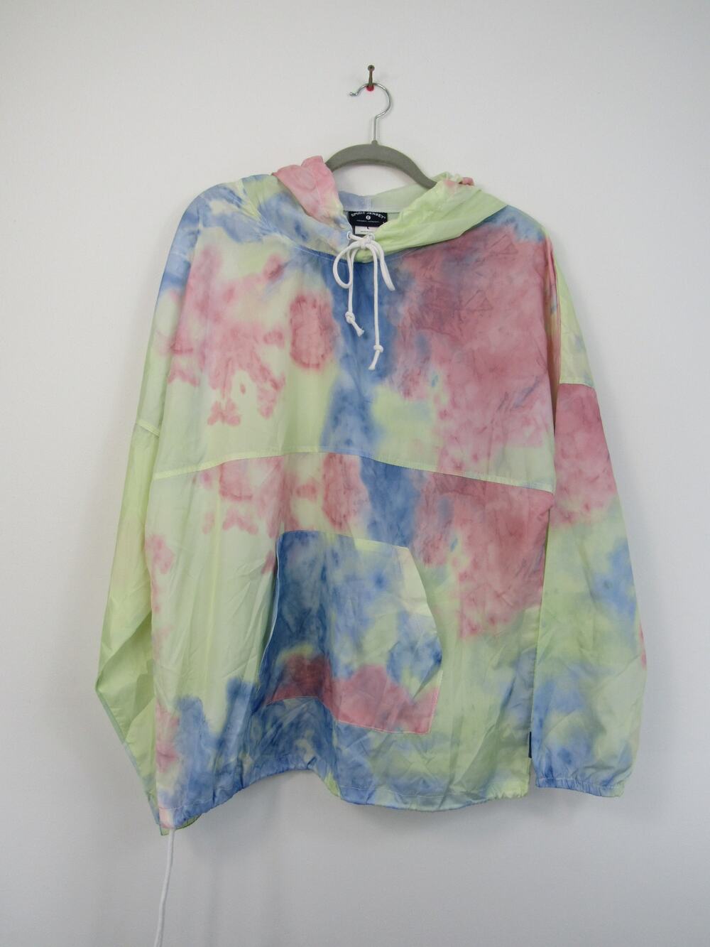 Spirit Jersey Large Lightweight Hooded Tie-Dye Windbreaker Pastel Unisex